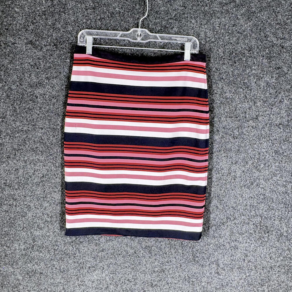 The Limited Skirt Women 8 Pink Striped A-Line Midi Zipper Mid Rise Casual